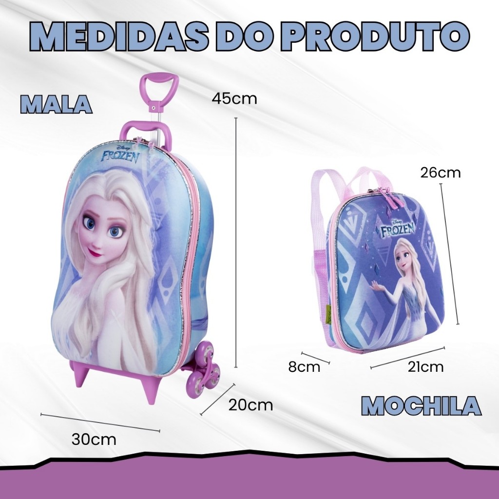 Kit Mochila 3d Elsa De Rodinhas E Lanche ...
