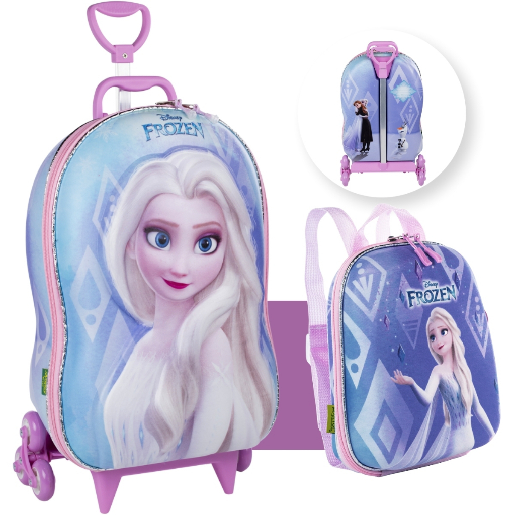Kit Mochila 3d Elsa De Rodinhas E Lanche ...